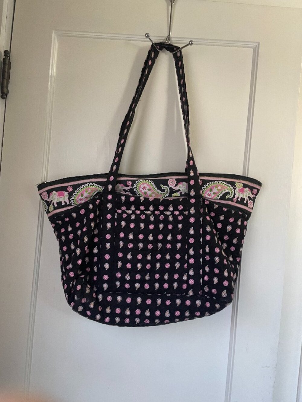 Vera Bradley Elephant Border Paisley Pink and Black Bag